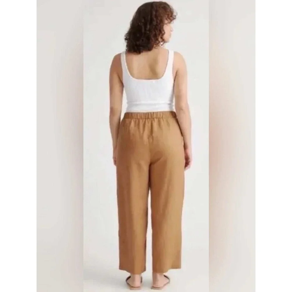 Quince 100% European Linen Tapered Ankle Pants in Golden Brown Size Small
